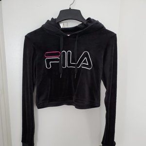 FILA velvet cropped hoodie